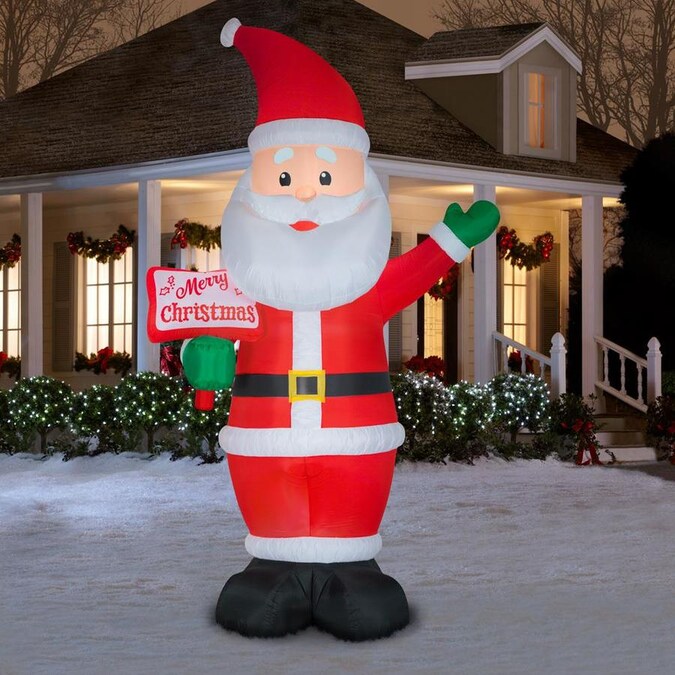 Gemmy 12.0078-ft Lighted Santa Christmas Inflatable in the Christmas ...