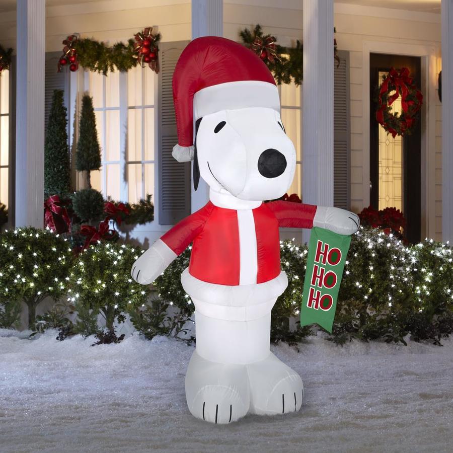 Peanuts 6-ft Lighted Dog Christmas Inflatable in the Christmas ...