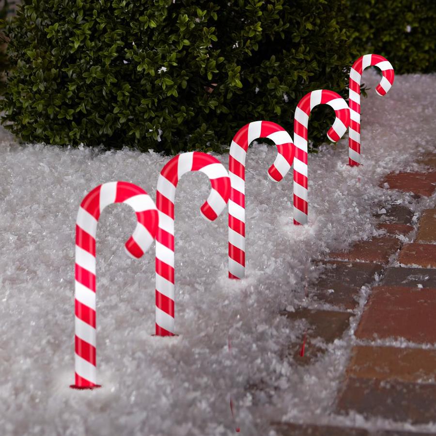 Gemmy 5-Marker Color Changing Candy Cane Christmas Pathway Markers in ...
