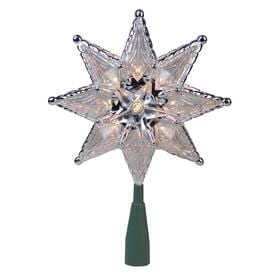 Northlight 8" Lighted Silver and Clear Mosaic Star Christmas Tree Topper - Clear Lights