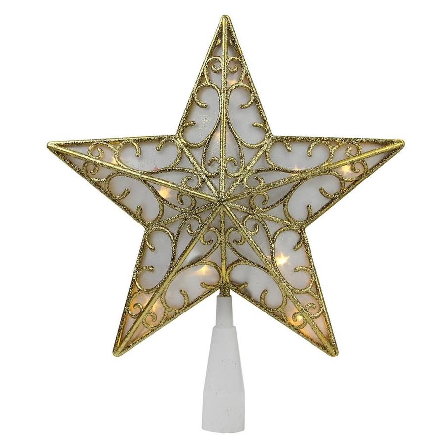 Northlight 9 In Pre Lit Gold Glitter Star Led Christmas Tree Topper At