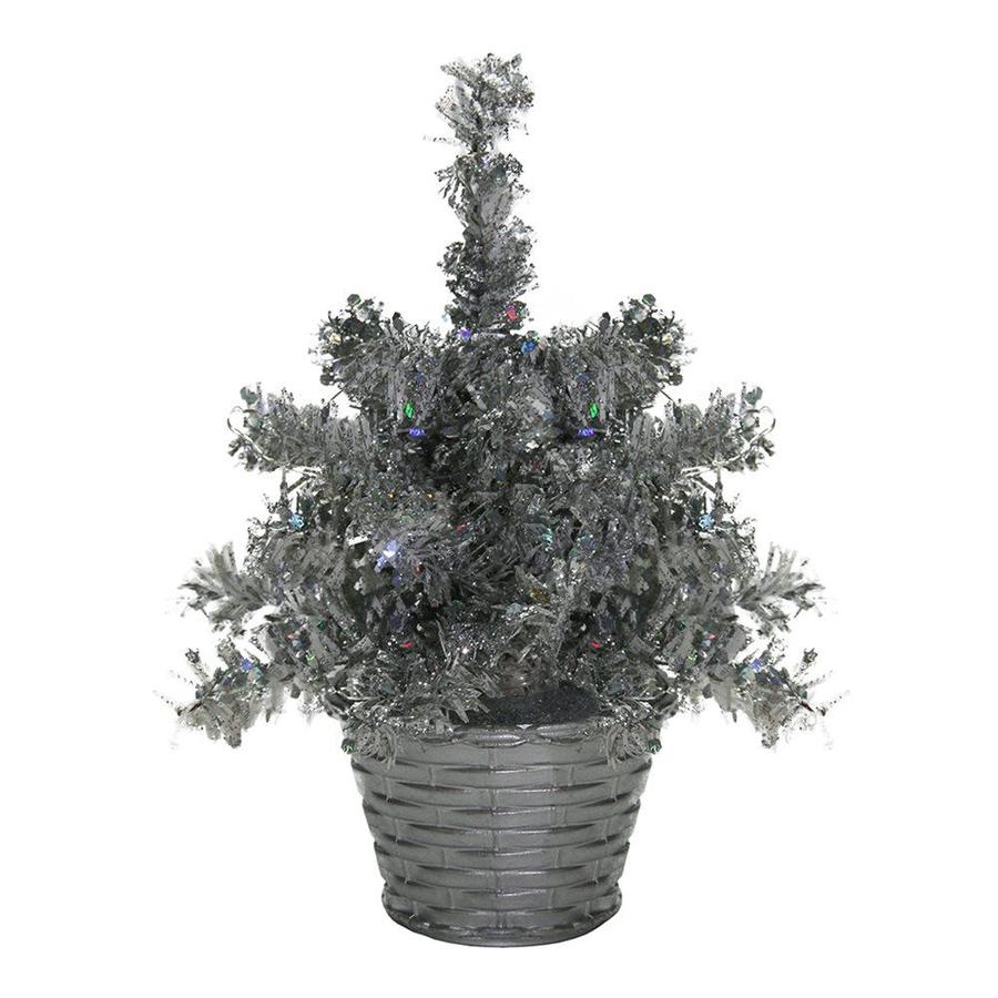 Northlight 8-in Pre-lit Tinsel Slim Artificial Christmas Tree with 5 ...