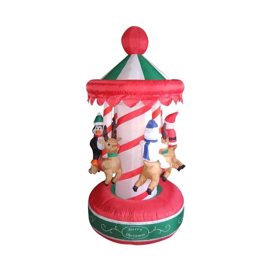 Northlight 6.5-ft Inflatable Animated Christmas Carousel Lighted Yard ...