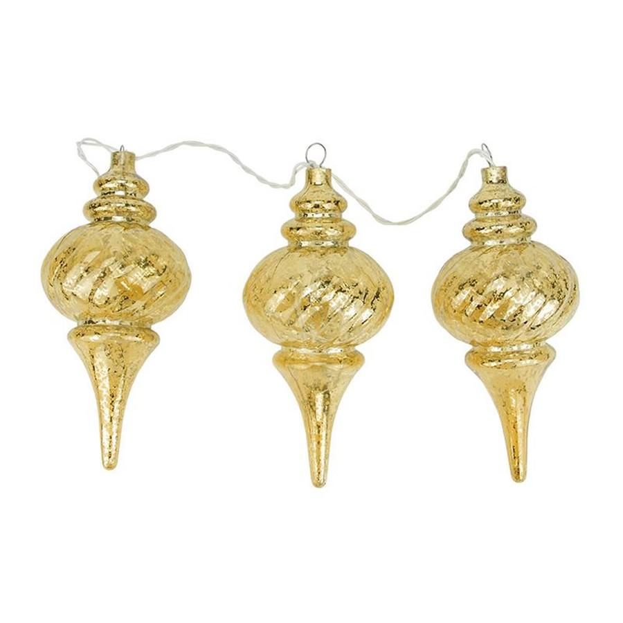 Northlight Gold Mercury Glass Finial Ornament Set With White Lights At