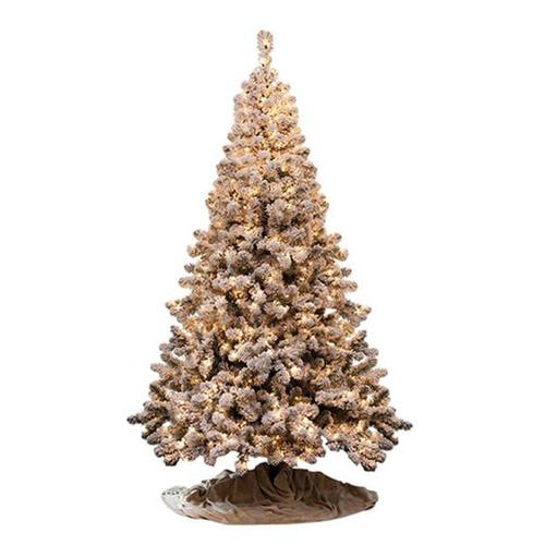 Northlight 7.5-ft Pre-Lit Flocked Artificial Christmas Tree with 700 Multi-Function White Clear ...