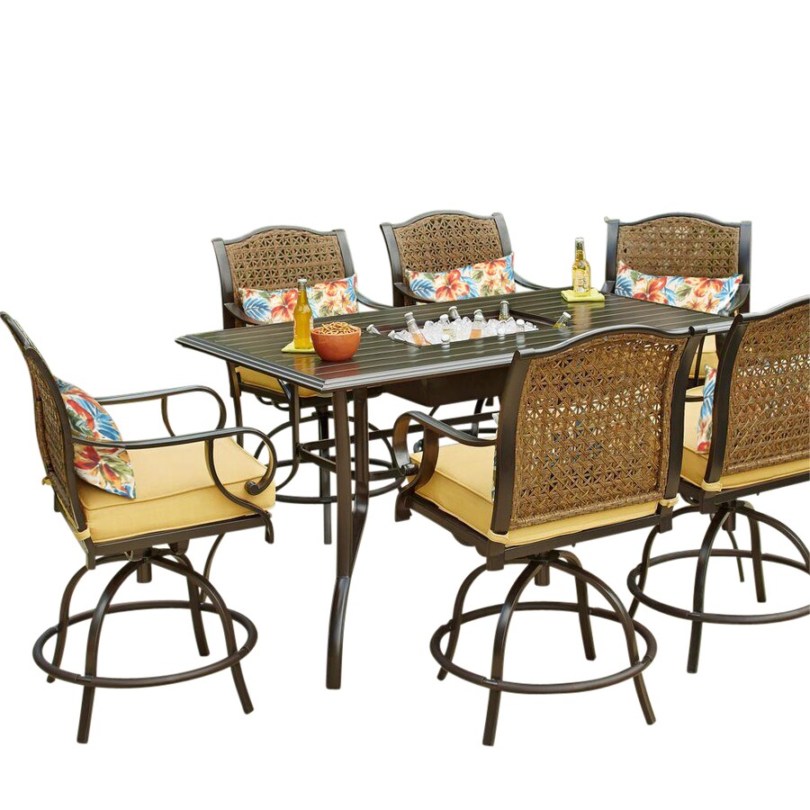 Hanover Montclair 7 Piece Brown Frame Patio Set With Country Cork Cushions In The Patio Dining Sets Department At Lowes Com