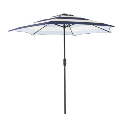 Royal Garden 7.5ft Round Navy Stripe with Black Steel Frame NoTilt