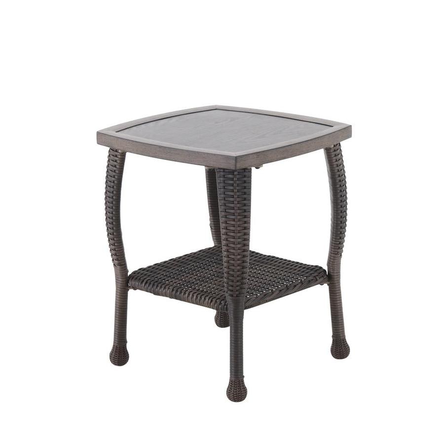 Allen Roth Mcaden Square Wicker Outdoor End Table 17 9 In W X