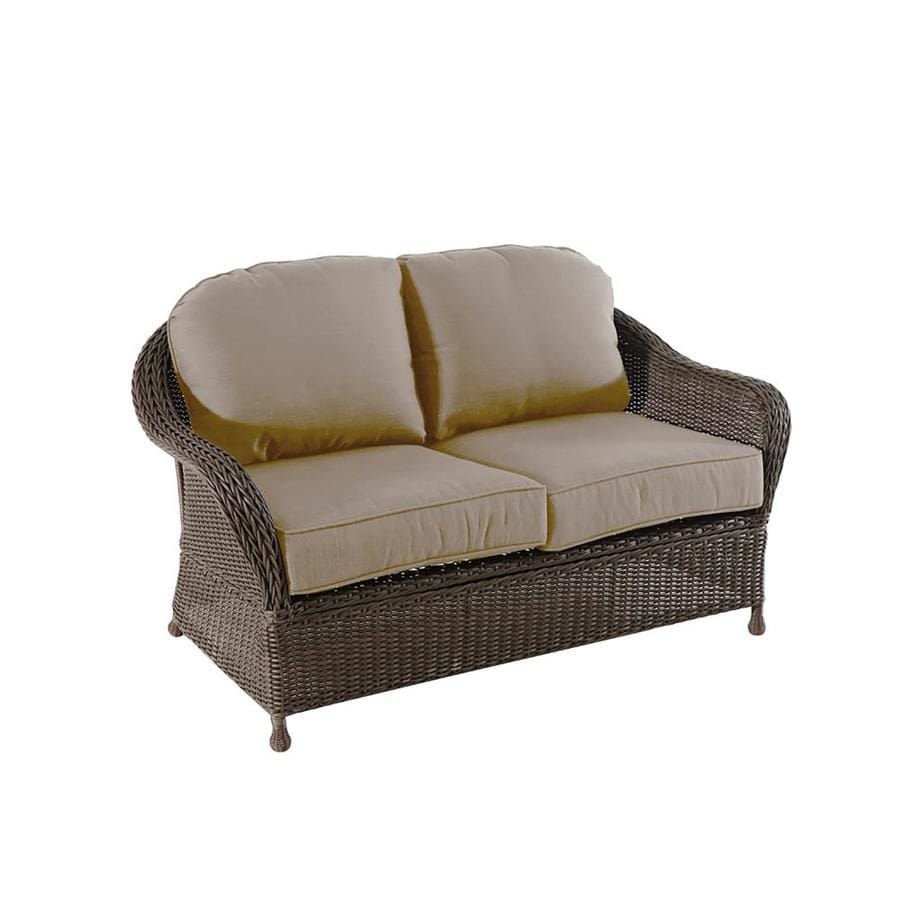 Allen + roth McAden Wicker Outdoor Loveseat with Cushion and Steel ...