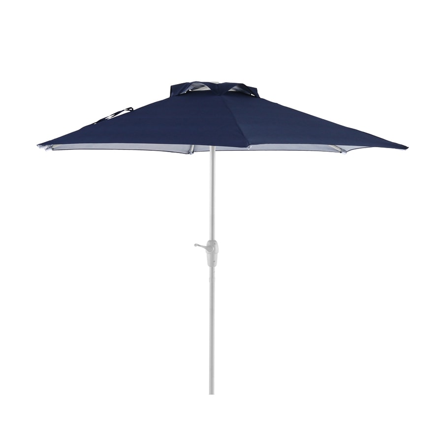 Royal Garden 7 5 Ft Round Blue With White Steel Frame No Tilt Market Patio Umbrella In The Patio Umbrellas Department At Lowes Com