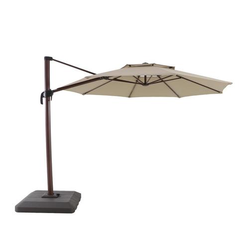 Royal Garden Tan Offset 11-ft No-tilt Round Patio Umbrella with Brown ...