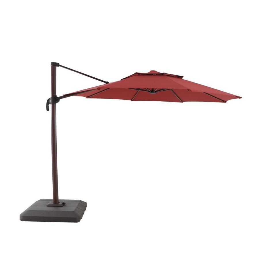 Royal Garden Red Offset 11-ft No-tilt Round Patio Umbrella with Brown