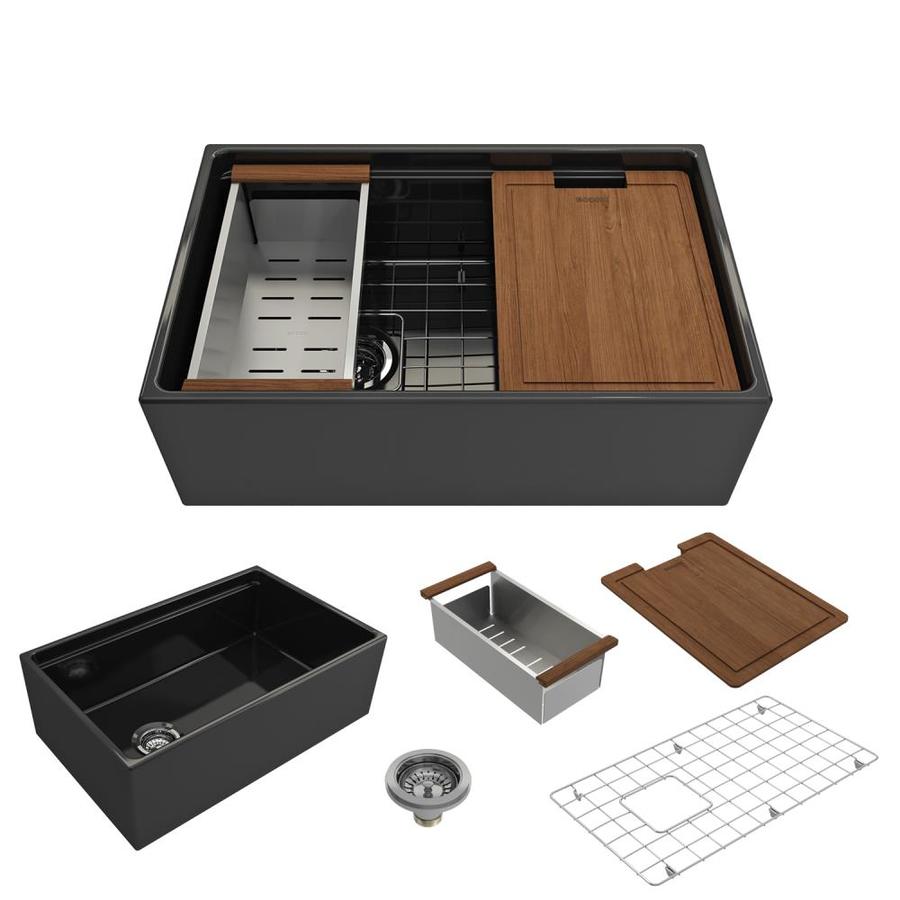 Bocchi Contempo 30 In X 19 In Black Single Bowl Tall 8 In Or