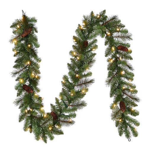 Holiday Living Indoor Outdoor Pre Lit 9 Ft Holly Garland With
