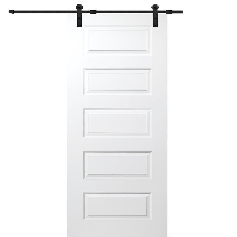 Mmi Door Primed 5 Panel Equal Molded Composite Barn Door Hardware