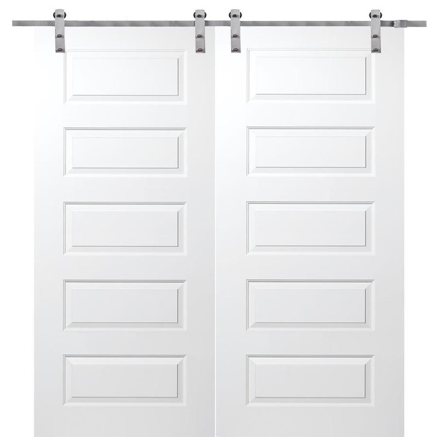 Mmi Door Primed 5 Panel Equal Molded Composite Barn Door Hardware