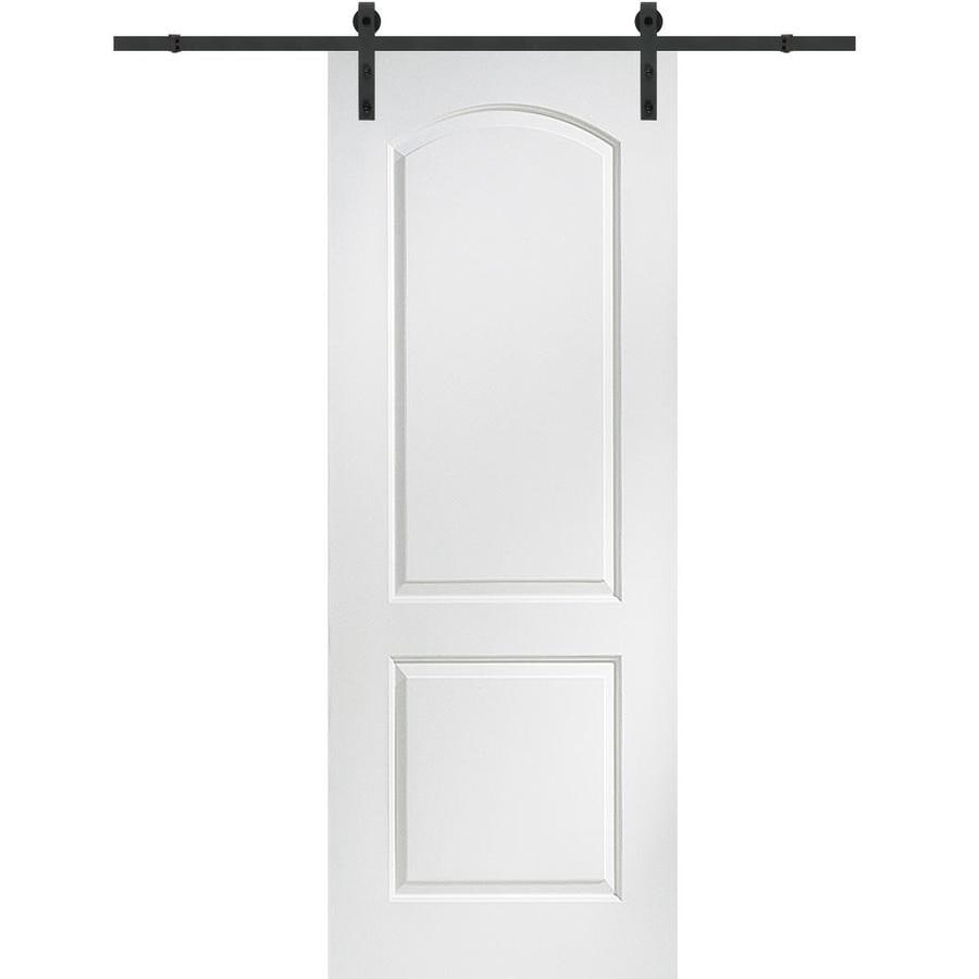 MMI DOOR Primed 2Panel Round Top Molded Composite Barn Door Hardware