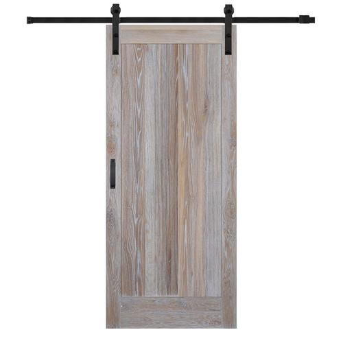 Mmi Door 42 Inx84 In Rustic White Oak 1 Panel Flat Panel Barn Door