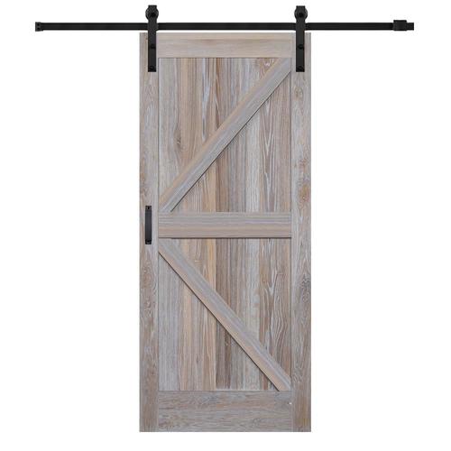 MMI DOOR 36-inx84-in Rustic White Oak K-Plank Barn Door ...