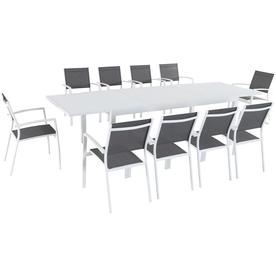 Del Mar Patio Furniture Sets At Lowes Hanover Del Mar 11 Piece White Metal Frame Patio Set With