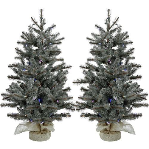 Fraser Hill Farm 2-ft Pine Pre-Lit Traditional Artificial Christmas