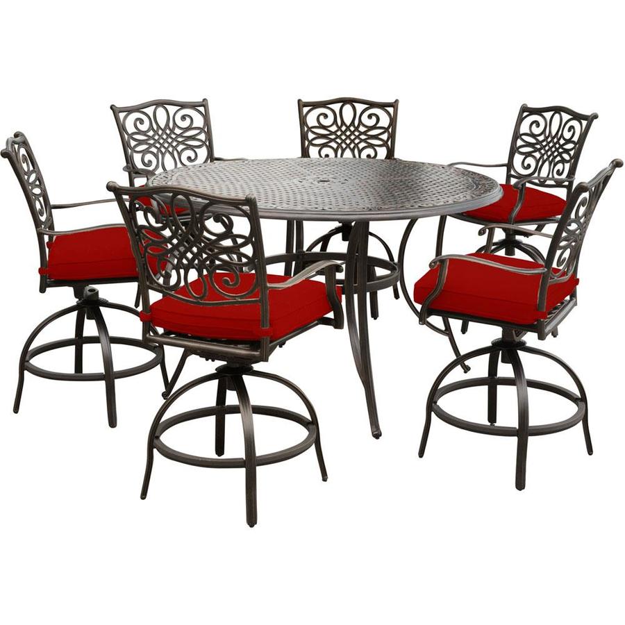 Hanover Traditions 7-Piece Red Frame Patio Set with Red Cushions in the