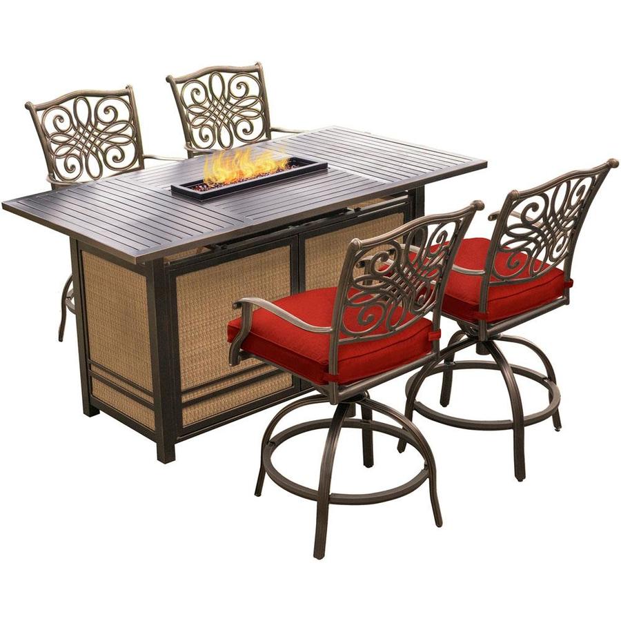 Hanover Traditions 5 Piece Red Frame Patio Set With Red Cushions