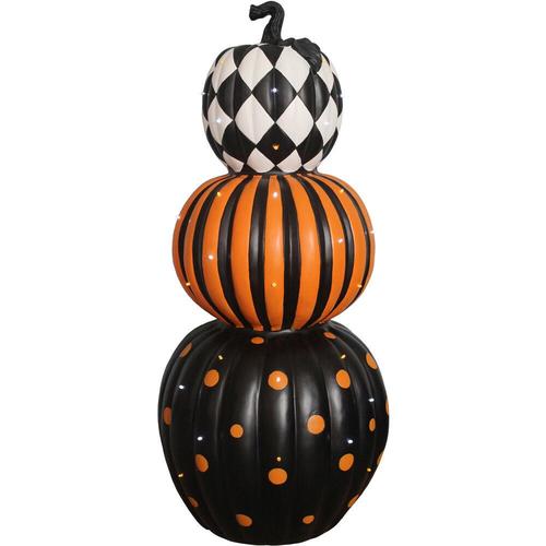 Haunted Hill Farm Indoor/Outdoor 36in. Lighted Stacked Pumpkin Trio at