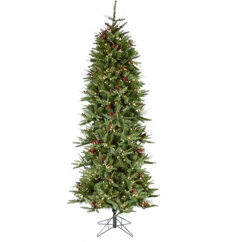 Fraser Hill Farm 6.5-ft Pre-lit Slim Artificial Christmas Tree with 650