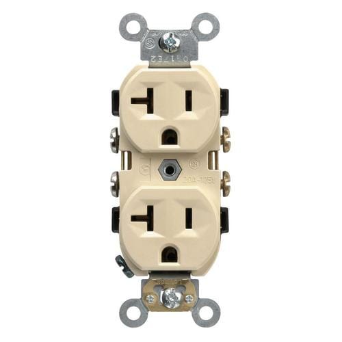 Ivory 20Amp Duplex Recessed Outlet Commercial Outlet in the Electrical