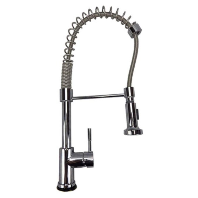 Dominion Faucets Gold Chrome 1 Handle Deck Mount Pull Down Handle Kitchen Faucet Deck Plate Included In The Kitchen Faucets Department At Lowes Com