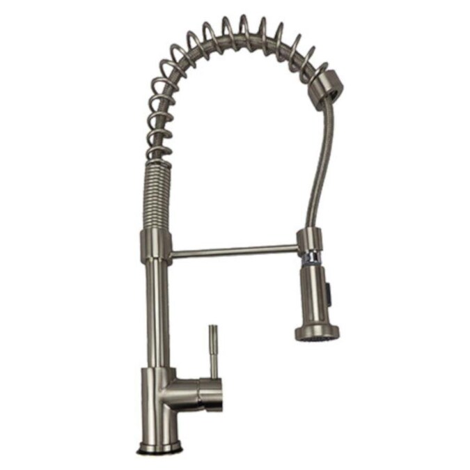 Dominion Faucets Gold Brushed Nickel 1 Handle Deck Mount Pull Down Handle Kitchen Faucet Deck Plate Included In The Kitchen Faucets Department At Lowes Com