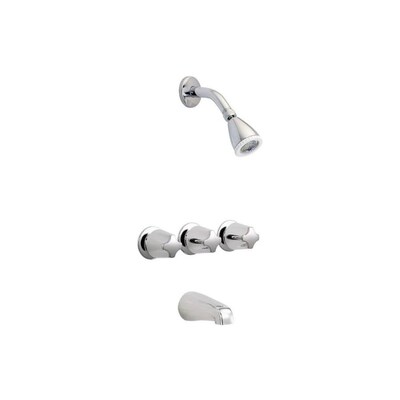 Pfister Chrome 3 Handle Bathtub And Shower Faucet With Valve At