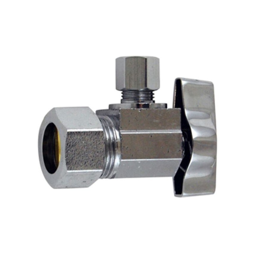 Brass 5/8in Compression x 1/4in Compression Quarter Turn Angle Valve in the ShutOff Valves