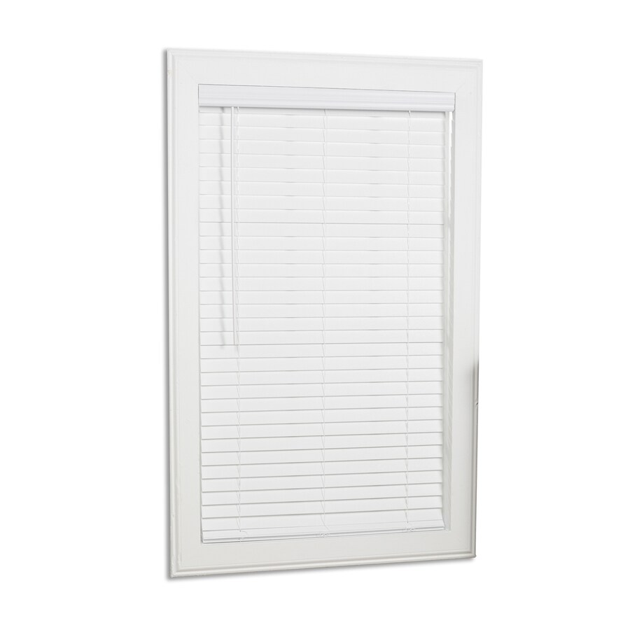 Allen Roth 2 5 In Slat Width 70 25 In X 72 In Cordless White Faux Wood Room Darkening Faux Wood Blinds In The Blinds Department At Lowes Com