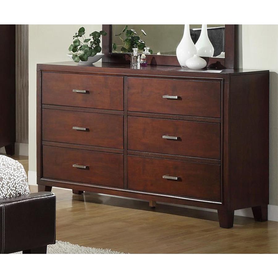 Furniture Of America Enrico Brown Cherry Pine 6 Drawer Dresser At