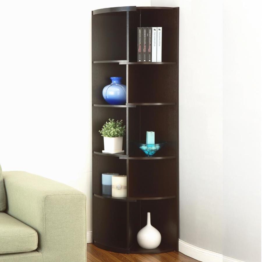 Furniture Of America Espresso Black 5 Shelf Corner Bookcase At