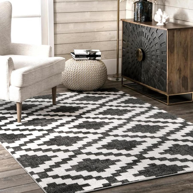 nuLOOM Taryn 5 x 8 Black And White Indoor Trellis Area Rug in the Rugs department at
