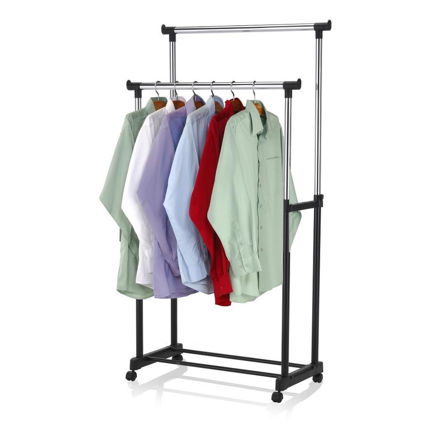 Home Basics Sunbeam Chrome Plated Steel Double Garment Rack, Black in ...