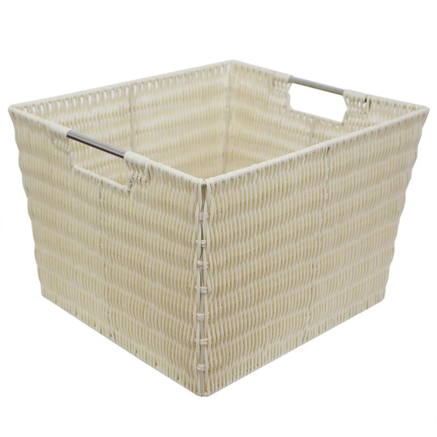 Home Basics 15-in W x 10-in H x 13-in D Ivory Plastic Stackable Basket