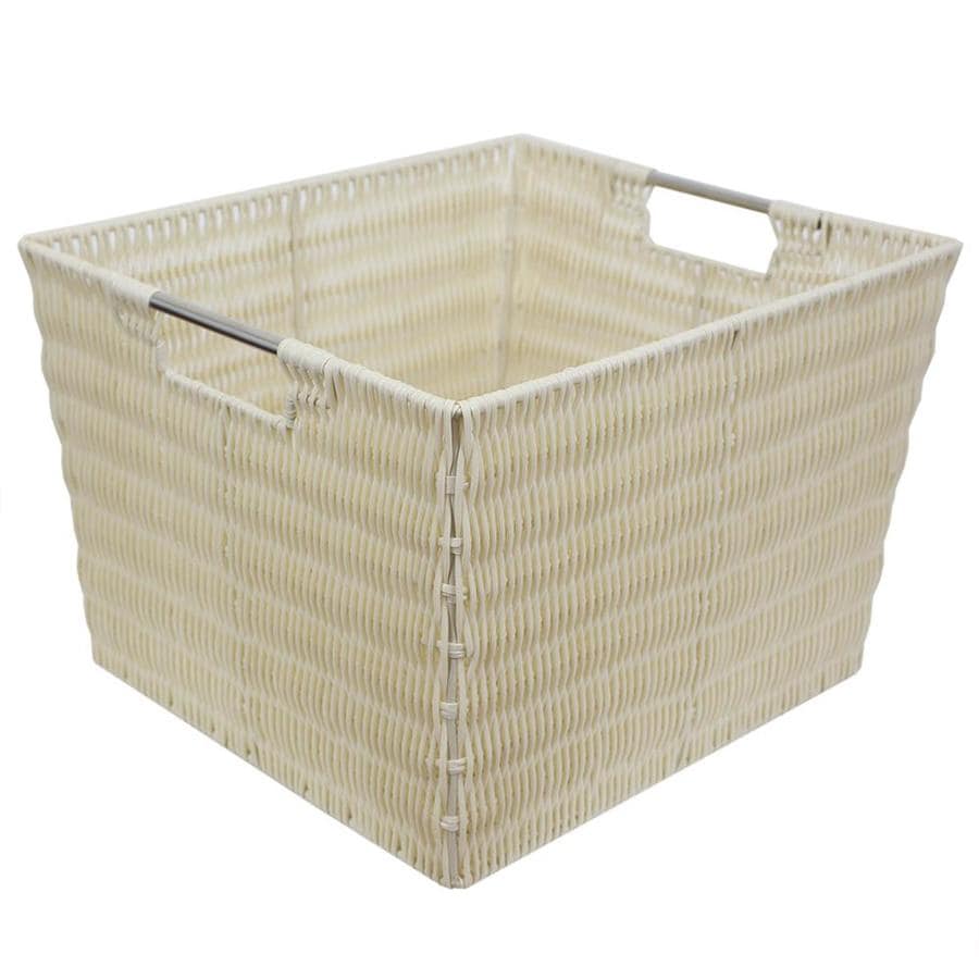 Home Basics 15-in W x 10-in H x 13-in D Ivory Plastic Stackable Basket