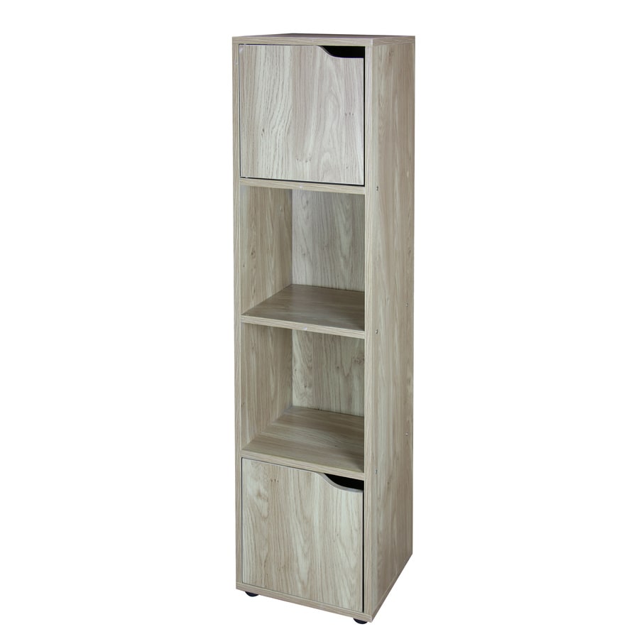 Home Basics 4 Cube Wood Storage Shelf With Doors Natural 11 4 In