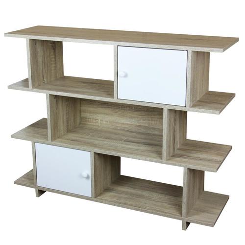 Home Basics 3 Tier Wood Display Book Shelf Organizer Unit With 2