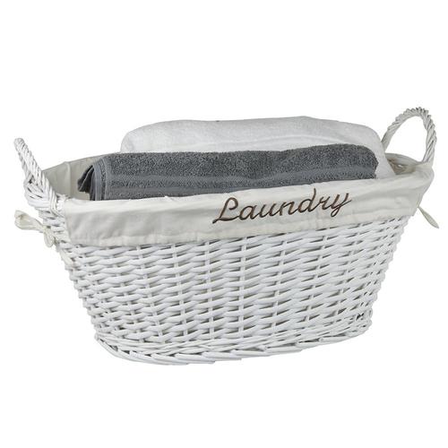 white wicker laundry hamper with lid