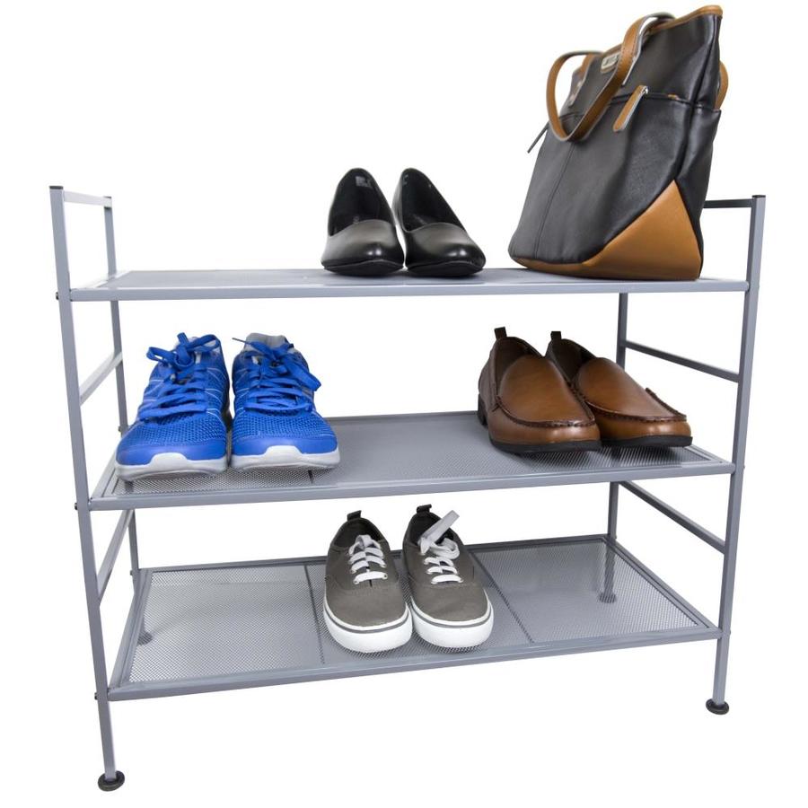 Home Basics 40 Pair Plastic Non Woven Wood Shoe Rack In The Shoe Storage Department At Lowes Com