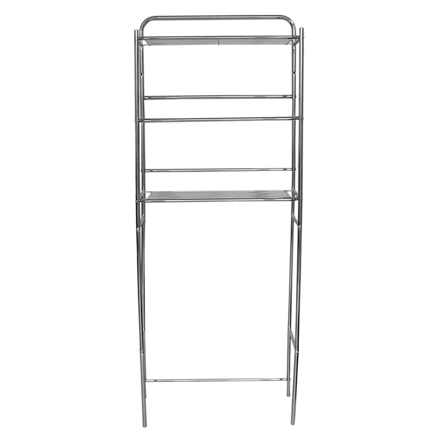 Sturdy 3 Tier Home Bath Storage Rack Steel Satin Nickel Standing Space Saver