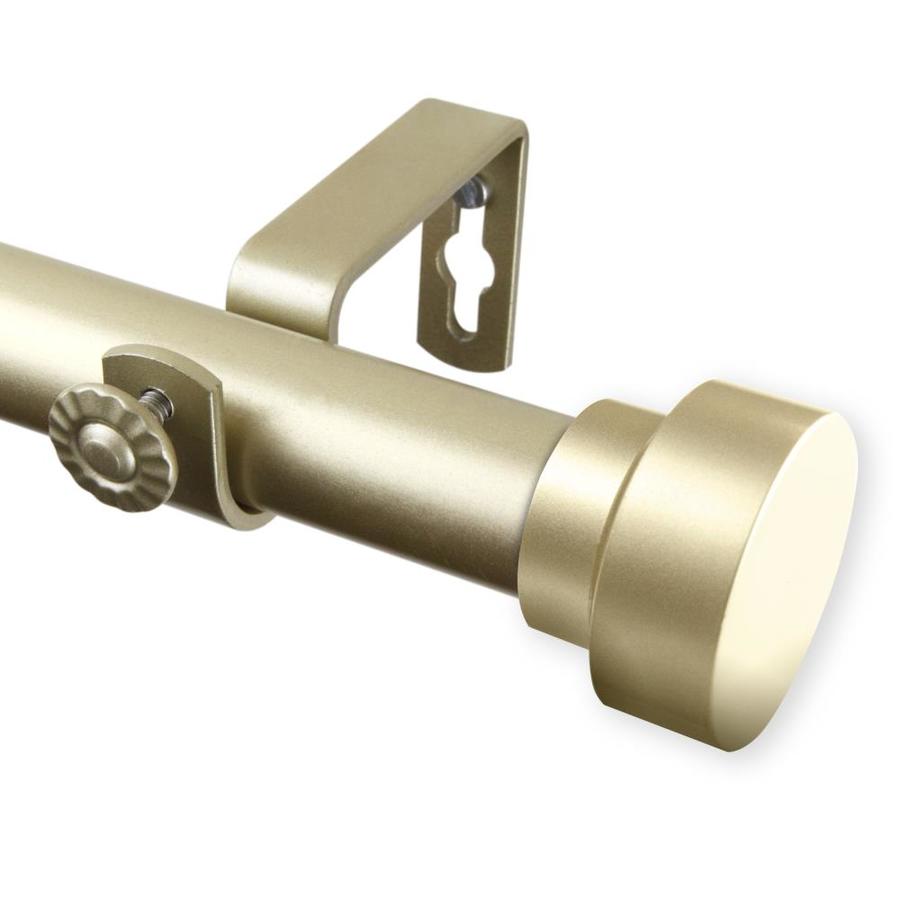 Hart & Harlow Cap 1in 120in to 170in Light Gold Steel Single Curtain Rod at