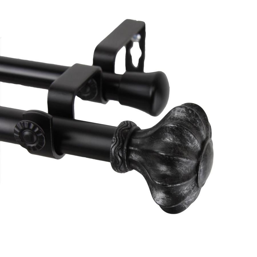 Hart & Harlow Catherine 13/16-in 48-in to 84-in Black Steel Double Curtain Rod