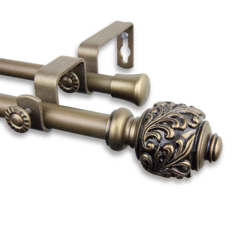 28-48 W Modern Sun Double Curtain Rod Size Antique Brass Finish