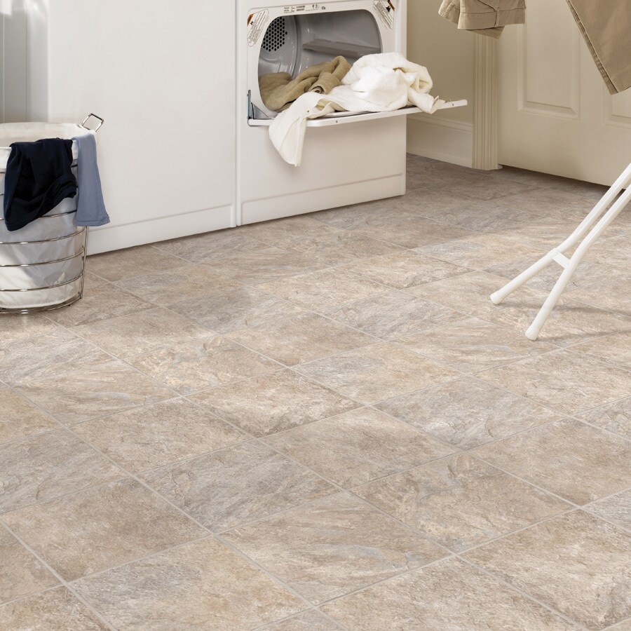 Tarkett Berkshire 12-ft W Creamy Grey Tile Low-Gloss Finish Sheet Vinyl ...